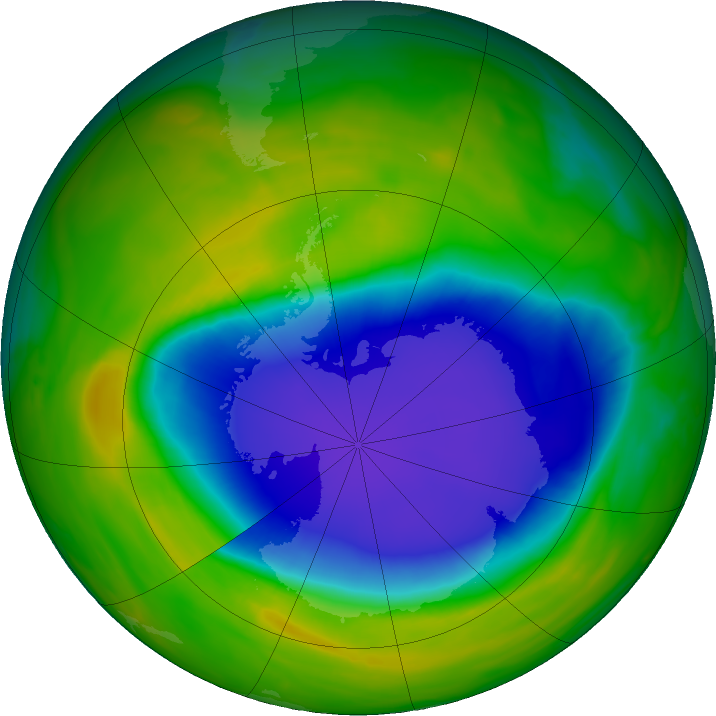 Antarctic ozone map for 06 November 2023